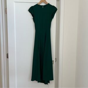 Reformation Gavin Green Midi Dress with Slit Flutter Cap Sleeves